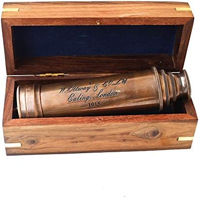 Nautical Vintage Copper Telescope with Wooden Box