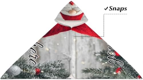 Personalized Kids Hooded Beach Towel with Christmas Gnome Design