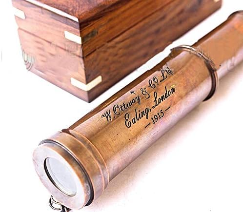 Vintage Copper Finish Telescope with Wooden Box