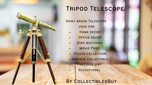 Antique Brass Wooden Telescope Desktop Decor