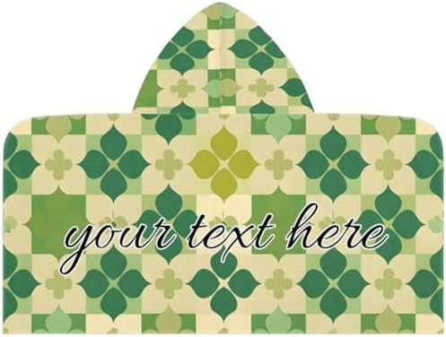 St Patricks Day Buffalo Plaid Clover Shamrock Personalized Kids Beach Towel