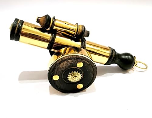 Ganga Nautical Decorative Brass Telescope with Black Wood Stand