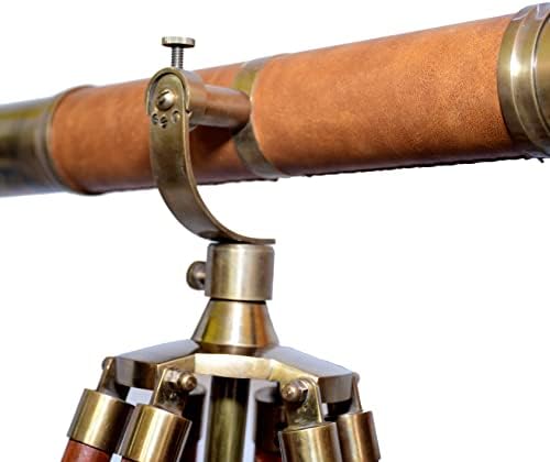 Vintage Brass Telescope with Wooden Tripod Stand