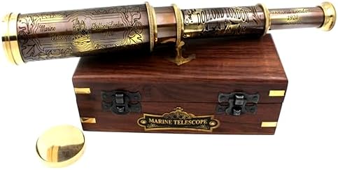 14 Inch Brass Telescope with Engraved Imprints - Pirate Collection Spyglass