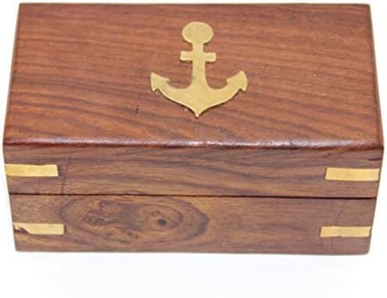 Govinda 6 Inch Nautical Brass and Leather Spyglass Telescope with Rosewood Box