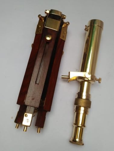 Antique Navy Brass Telescope with Wooden Tripod Stand