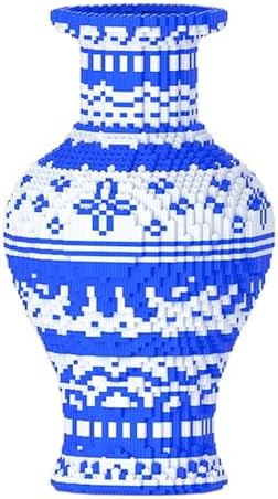 AIYIMUSIDEEN Vase Building Blocks Set Blue White High Difficulty for Adults