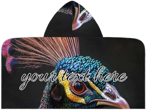 Peacock Personalized Kids Beach Towel with Hood