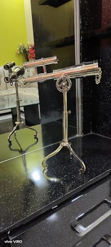 Vintage Brass Telescope with Wooden Tripod 1