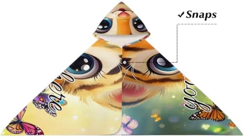 Personalized Tiger Kids Hooded Beach Towel for Boys Girls