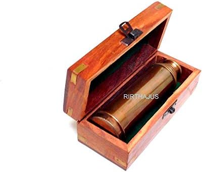 Brass Telescope Handmade Antique Marine Spyglass with Rosewood Box