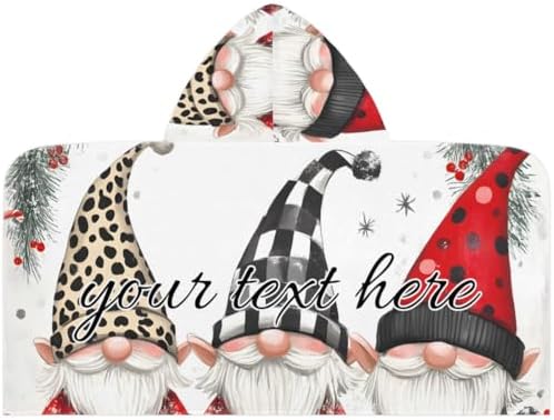 Personalized Christmas Gnome Kids Hooded Bath Towel