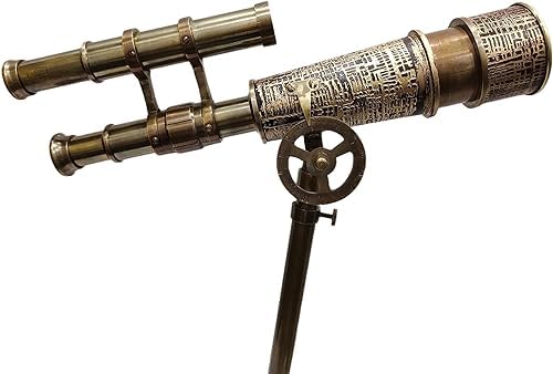 10 Inch Double Barrel Brass Telescope with Adjustable Stand