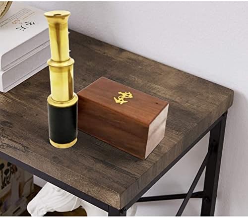Benzara Small Brass Telescope with Wooden Box