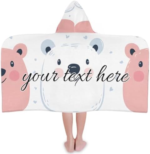 Personalized Cartoon Bear Kids Beach Towel for Boys Girls