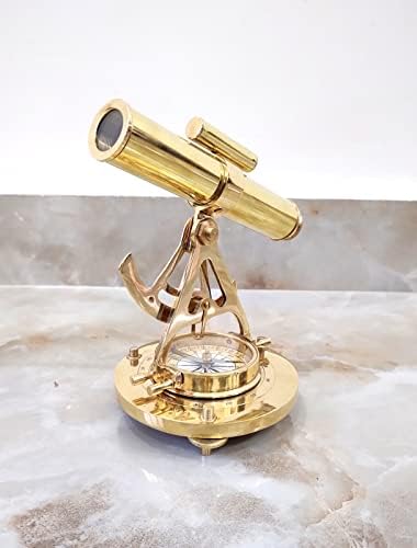 Vintage Brass Telescope with Compass Base