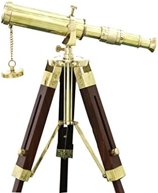 Antique Brass Wooden Telescope Desktop Decor