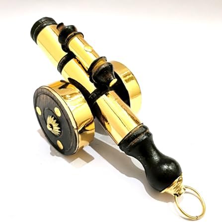 Ganga Nautical Decorative Brass Telescope with Black Wood Stand