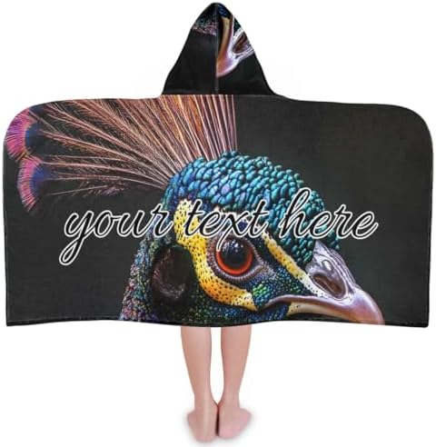 Peacock Personalized Kids Beach Towel with Hood