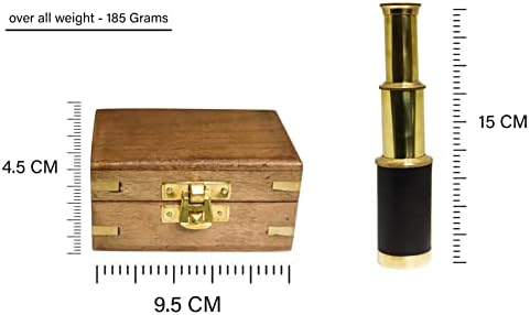 Handheld Brass Telescope with Wooden Box - Pirate Style 6 Inch