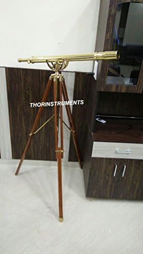 Vintage Solid Brass Nautical Telescope With Stand