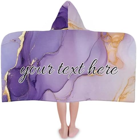Purple Marble Personalized Kids Beach Towel with Hood 1