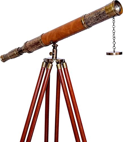Nautical Antique Brass Telescope Floor Standing Decor