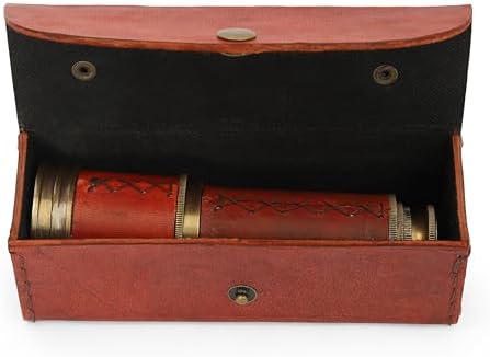 Vintage Brass Spyglass Telescope with Leather Case