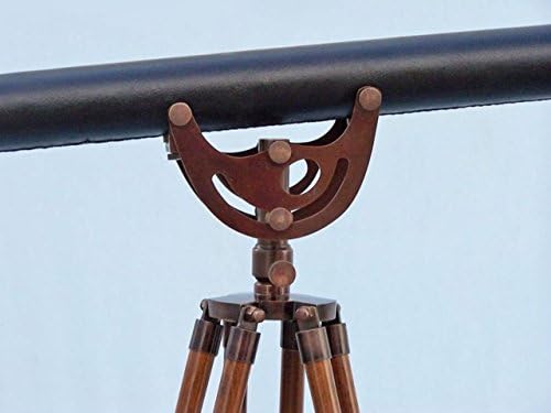Hampton Nautical Floor Standing Antique Copper Telescope with Leather 65