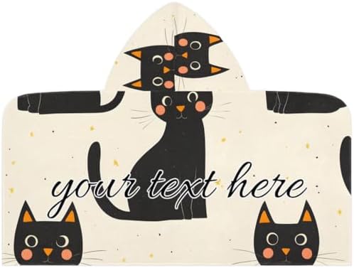 Joyousleap Black Cat Kids Beach Towel with Hood