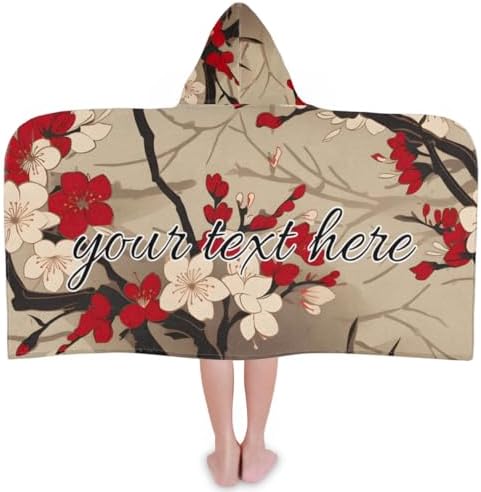 Red Cherry Floral Personalized Kids Beach Towel for Boys Girls
