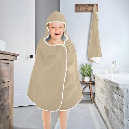 GAIGEO Pale Ocre Kids Hooded Bath Towels