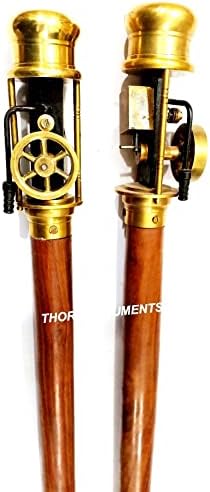 Collectible Antique Brass Steam Engine Telescope Walking Stick Cane