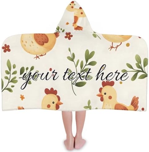 Rustic Chicken Personalized Kids Beach Towel for Boys and Girls