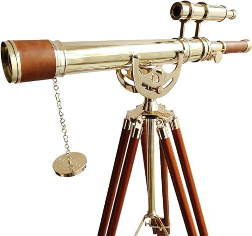 Navy Style Brass Finish Floor Standing Telescope