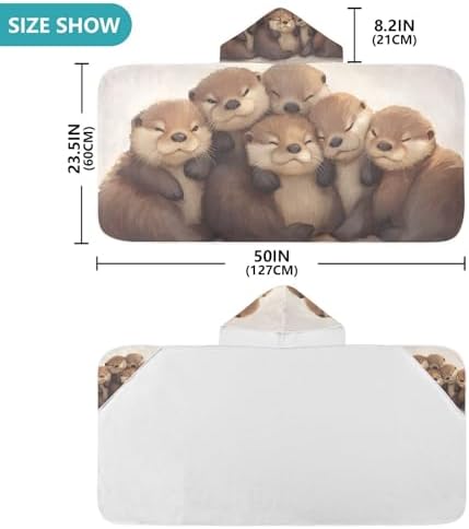 Cute Otters Kids Hooded Bath Towel 24x50