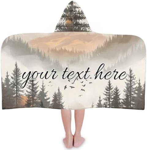 Forest Mountain Personalized Kids Beach Towel with Hood