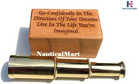 Brass Telescope Pirate Spyglass with Personalized Wooden Box 1