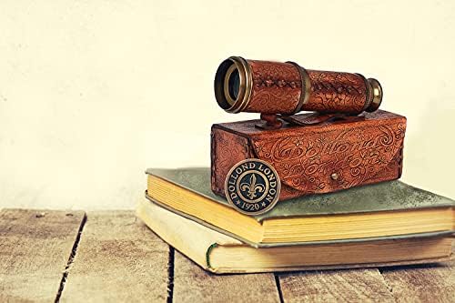 RII Antique Decor Spyglass Pirate Telescope with Leather Case