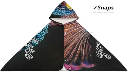 Peacock Personalized Kids Beach Towel with Hood