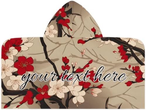 Red Cherry Floral Personalized Kids Beach Towel for Boys Girls