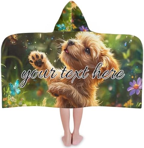 Personalized Kids Hooded Beach Towel with Butterfly Design 1