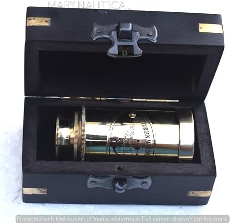 Adventure Pirate Brass Telescope with Anchor Wooden Box