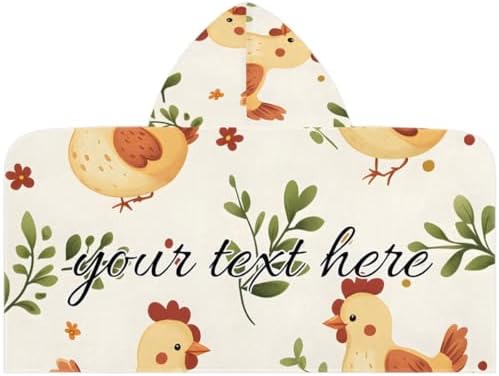 Rustic Chicken Personalized Kids Beach Towel for Boys and Girls