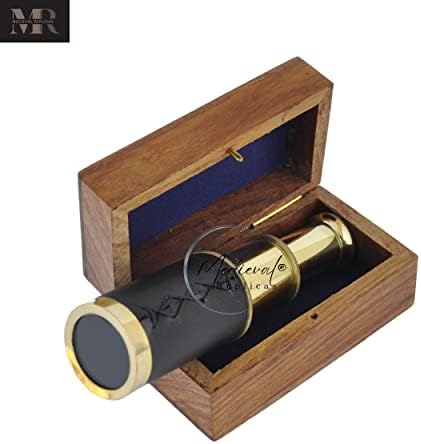 6 Brass Handheld Telescope with Wooden Box