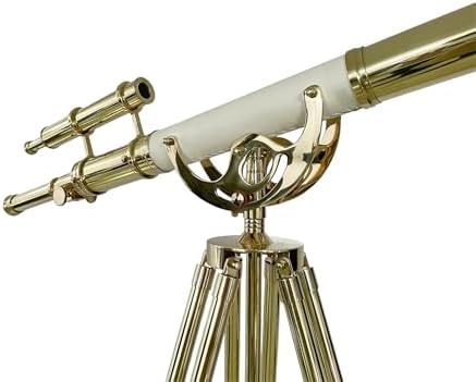 Nautical Brass Telescope with White Leather Wrap