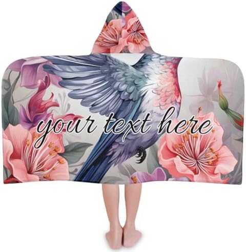 Personalized Kids Hooded Beach Towel with Flower Design
