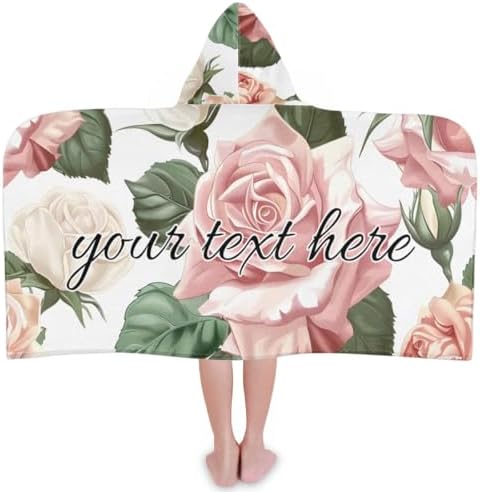 Flower Pink Floral Rose Personalized Kids Beach Towel