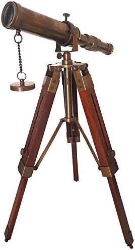 Antique Brass Finish Telescope with Wooden Tripod