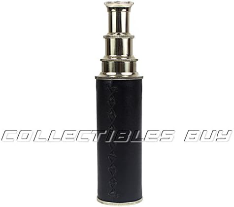 Decorative Black Leather Telescope with Nickel Finish